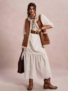 Freevana Gilet in camoscio e pile per donne taglie forti, casual per vacanze