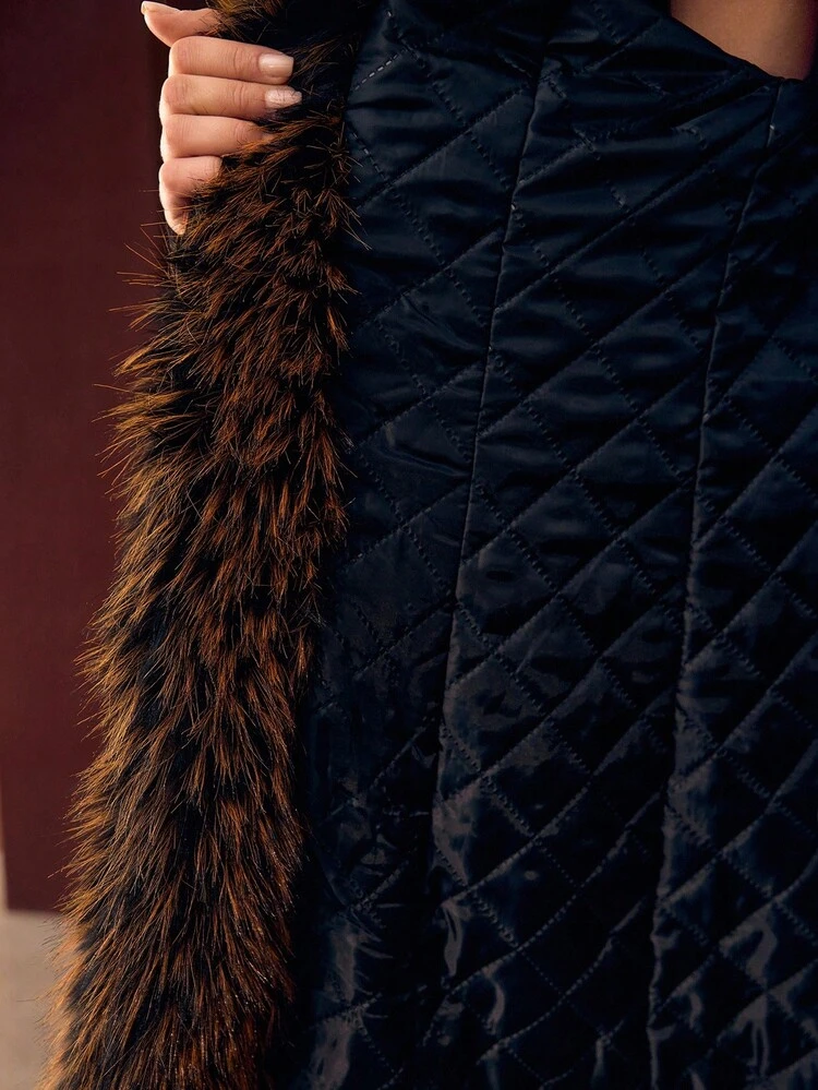 BELTED POCKET FAUX FUR COAT