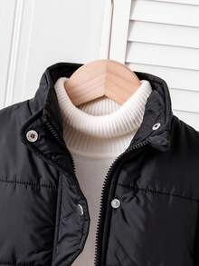 女童保暖拉链长袖棉衣，秋冬 - 黑色 - 查看 6