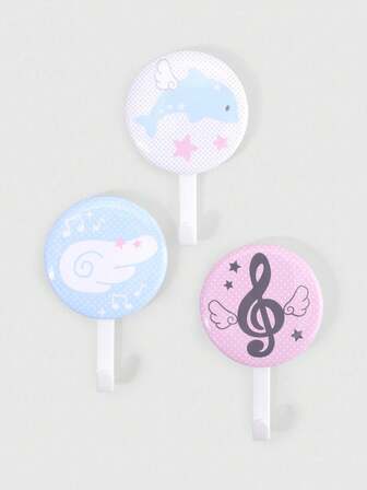 Kawaii 3 pezzi Ganci a ventosa con note musicali e ali