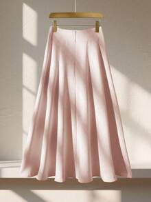 Franclia 新款高腰纯色修身优雅黄色女式半身裙 - 粉色 - 查看 2