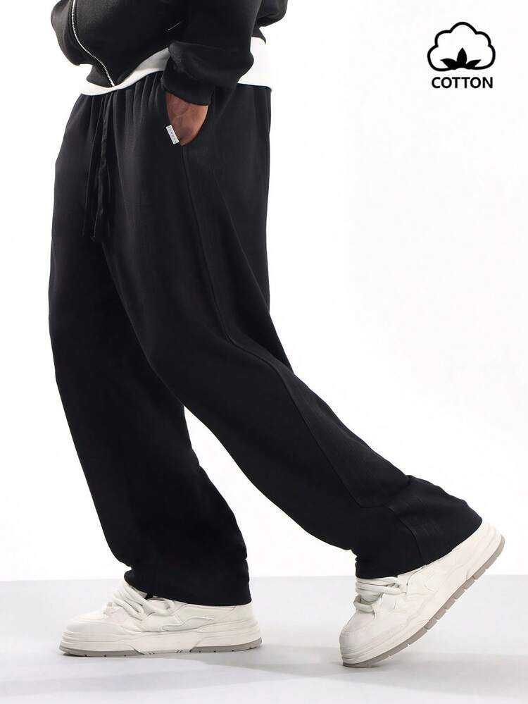 Essential Wide Leg Fleece Sweatpants With Elastic Waist