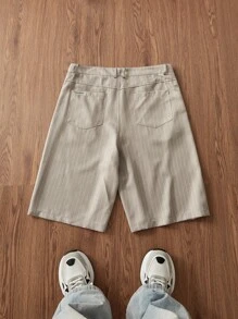 Manfinity VCAY Men's Casual Loose Woven Shorts, Fashionable Daily Wear, Couple Things - Apricot - View 2