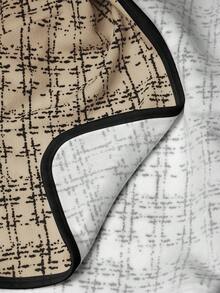 SHEIN PETITE CURVE Plus Size Women Plaid Open Front Long Sleeve Casual Jacket For Autumn/Winter, Office Wear