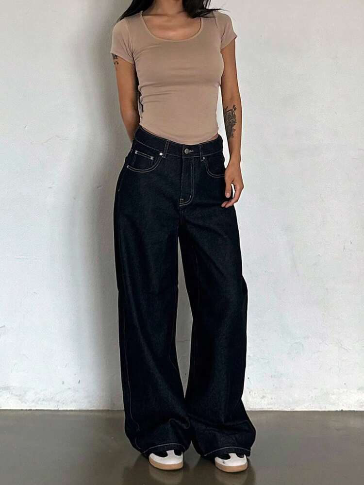 Women's Solid Color Casual Korean Style Jeans