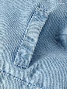 Baby Boy Autumn/Winter Thickened Thermal Lined Baby Boy Denim Jacket With Collar, Pockets, Long Sleeve, Suitable For Casual Wear, School, Vacation, Halloween, Christmas Baby Boy Jean Jacket Denim Jacket Winter Boy Denim Baby Boy Winter Jacket Baby Jeans Jacket Baby Winter Jacket Fall - Blue - View 8