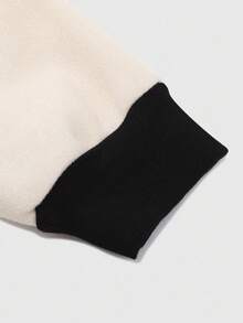 ROMWE MEN Street Life Men's Overcoat With Virgin Mary English Graphic Design, Contrast Color Patchwork, - Red - View 7