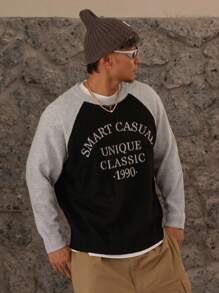 DAZY Pull homme avec manches raglan, empiècement en jacquard et couleurs contrastées, automne - Multicolore - Voir 6