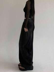 DAZY Loose-Fit Wide Leg Denim Pants,Baggy Jeans - Black - View 8