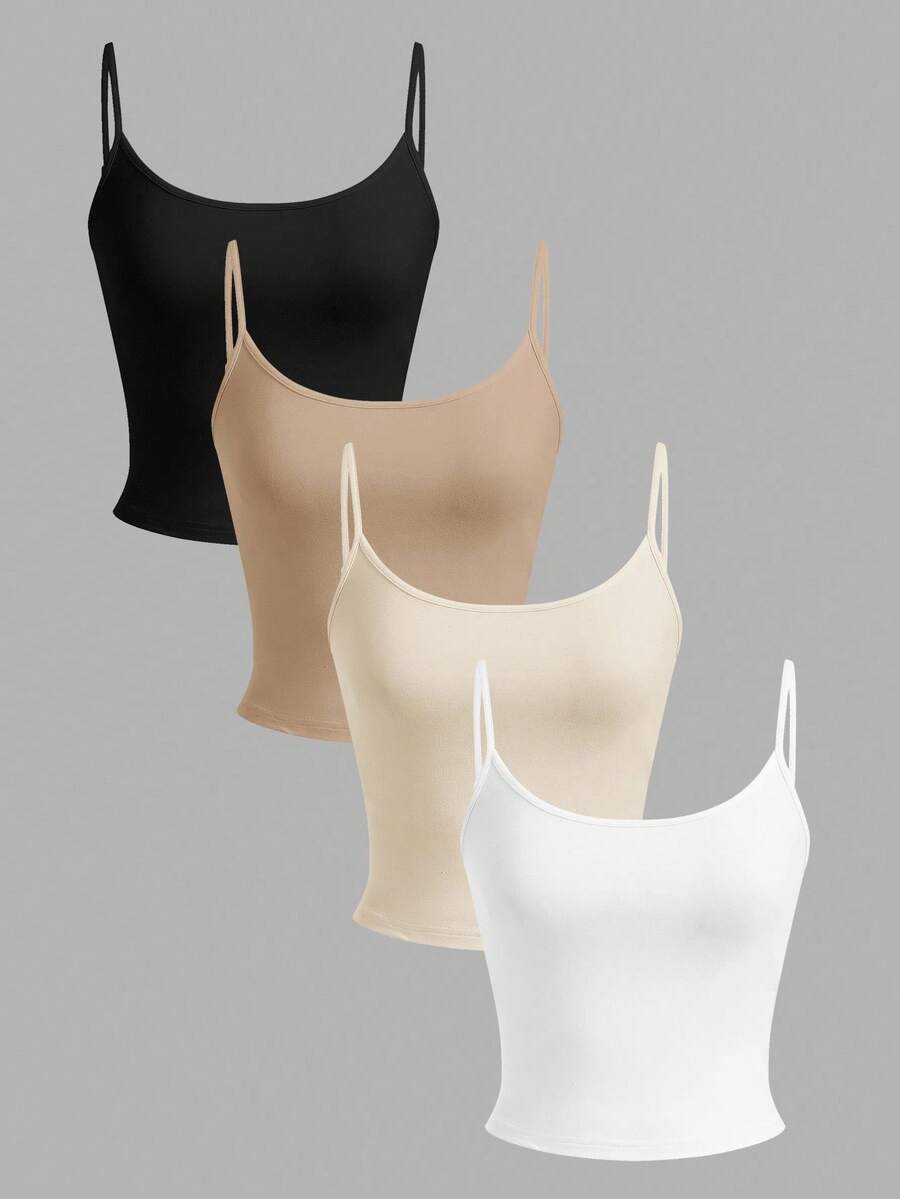 SHEIN EZwear 4女士束身短款休閒背心，夏季適用 - 彩色 - 查看 1