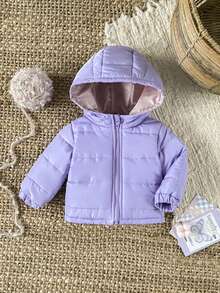 SHEIN Baby Girl's Versatile Casual Thickened Padded Coat Suitable For Winter Daily Wear Fall - Purple - View 5