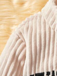 Baby Girl Letter Print Turtleneck Long Sleeve Sweatshirt And Solid Color Sweatpants Casual Outfit - Camel - View 6