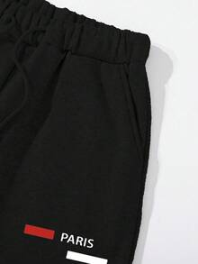 Casual Loose Fit Graphic Print Pocket Design Sweatpants For Teenage Boys, Suitable For Daily Casual, Commuting And Sports Wear Fall Winter