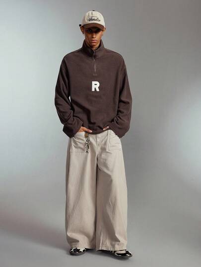 Street Life Men's Autumn Letter Embroidery Zip-Up Casual Pullover Hoodie