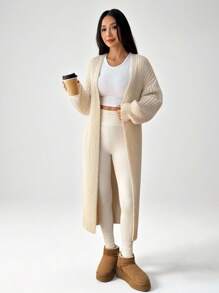 SHEIN PETITE Cardigan chaud pour femmes pour les sorties en automne et en hiver