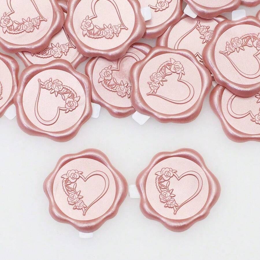 30pcs Heart Pattern Self-Adhesive Wax Seal Stickers For Wedding Invitations - Multicolor - View 1