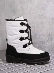 SHUZIA Women Fashion Boots Lace Up Blok Warna Lace-up Fashionable - Putih - View 4