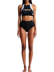Roxy Active Women's Crop Top Bikini Top Anthracite - Black - View 3