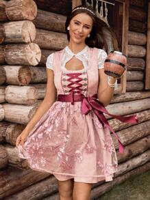 SHEIN Frenchy 女式复古刺绣网眼撞色无袖连衣裙 女式复古 V 领系带腰连衣裙 女士撞色蕾丝短袖方领腰带印花甜美荷叶边下摆连衣裙 慕尼黑啤酒节紧身连衣裙 慕尼黑啤酒节连衣裙 慕尼黑啤酒节紧身连衣裙 慕尼黑啤酒节节日 女式优雅复古蕾丝拼布无袖迷你连衣裙 慕尼黑啤酒节紧身连衣裙上衣