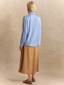 Écloséra 2 pièces : Chemise rayée décontractée et mini-jupe de couleur unie, tenue élégante pour le travail, printemps/automne