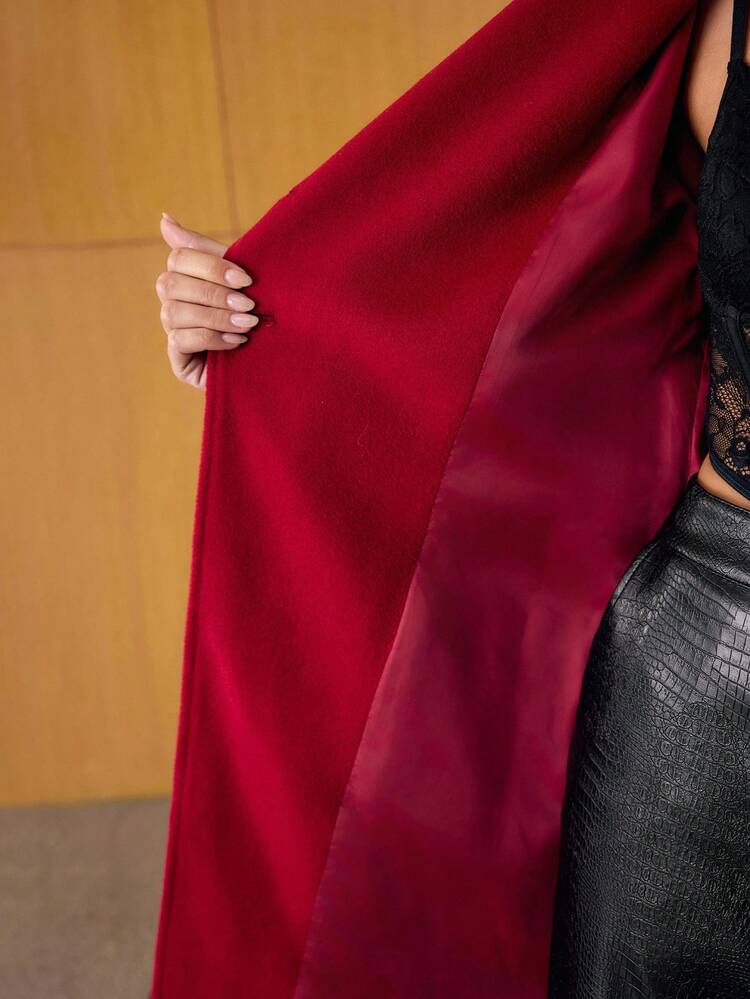 BELTED POCKET OVERCOAT, CHRISTMAS, RED, NEW YEAR