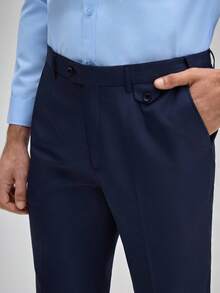 Officeau 男士四季优雅翻领长袖西装外套及西裤套装，商务正装，正式商务套装，经典富贵风格西装搭配西裤 - 藏蓝色 - 查看 8