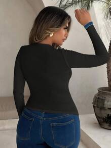 Xyvia Ladies' Autumn And Winter Elegant And Dignified Old Money Style T-Shirt Fall Cloth For Women - Black - View 2