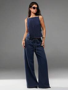 SHEIN Forever 21 夏季女装浪漫/舞会/正式/生日/90年代/商务休闲/优雅/西部风/外出/时尚/休闲/千禧年/夜店/办公室/鸡尾酒会/复古/锐舞节/趣味/高贵/老钱/街头风/度假/乡村音乐会/工作/端庄/春假/单身派对/演唱会/酷女孩/基础款/毕业/A字裙/牛仔/无袖/7月4日女装/海滩度假/学校/圣诞节/夜店/牛仔上衣 - 藏蓝色 - 查看 4