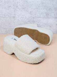 Zapatillas minimalista con banda única peludo - Beis - Ver 2