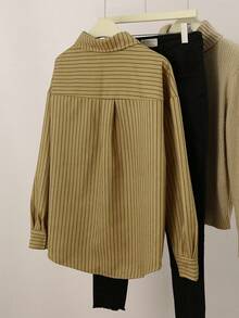 INAWLY Striped Print Drop Shoulder Shirt Fall Cloth For Women - Multicolor - View 2