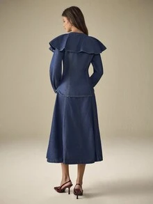 SHEIN Frenchy Minifalda de mezclilla casual de unicolor para mujer - Azul - Ver 2