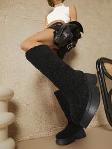 SHUZIA Sepatu Bot Pertengahan Betis Wanita - Hitam - View 7