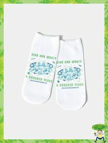 Rick and Morty X SHEIN 1 双字母和卡通图案可爱踝袜 - 彩色 - 查看 1