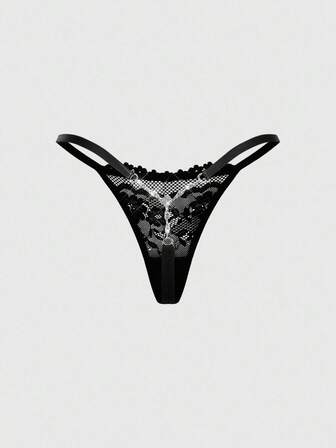 J-Fashion 1 قطعة سراويل داخلية شفافة من الدانتيل بتصميم مرقع جذاب