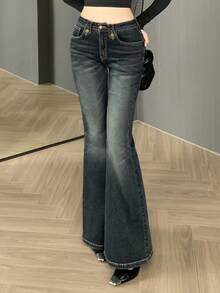 DAZY Women's Low-Waist Flare Jeans, Sexy And Stylish - Dark Wash - View 5