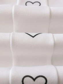 1 件时尚年轻女孩白色中腰直筒裤，带有俏皮心形印花和口袋，温暖，适合旅行、居家、学校、休闲装，秋冬 - 白色 - 查看 5