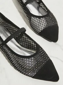 SHUZIA Ladies' Mesh Casual Flat Shoes, Spring/Summer Collection - Black - View 3