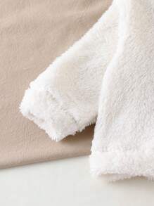 SHEIN Infant & Toddler Girls' Casual Minimalist Strawberry Embroidered Bow Fluffy Hooded Sweatshirt And Pink Fluffy Fabric Pants Set, Suitable For Everyday Wear Outings In Autumn/Winter Baby Girl Clothes Toddler Strawberry Clothes Baby Girl Sweatsuit Fall - Multicolor - View 6