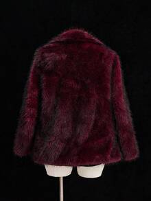 Sunspun Casual Loose Cropped Jacket Winter Fall Autumn - Red - View 2