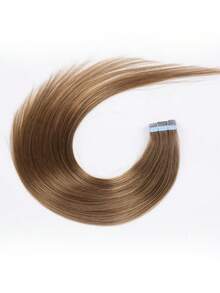20pcs 50g Tape In Hair Extension, 100% Real Remy Human Hair Extension For Salon Silky Seamless Invisible Skin Weft Tape Ins,  For Thinning Hair Woman Natural Look  Can Be Reused ,For Fine Or Thin Hair ,Add Volume, 10# Medium Golden Brown Color - S10 - View 5