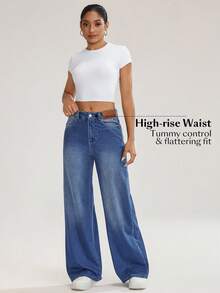 Flexra Women's Fashion Washed Pocket Loose Fit Denim Jeans - Light Wash - View 3
