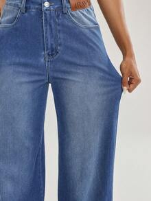 Flexra Women's Fashion Washed Pocket Loose Fit Denim Jeans - Light Wash - View 5