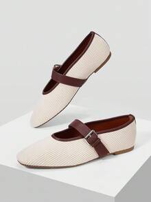 MOTF PREMIUM GIÀY MARY JANE MŨI VUÔNG BẰNG DÀNH CHO NỮ THỜI THƯỜNG THOẢI MÁI ĐA NĂNG - Màu be - Xem 4