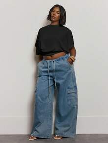 MUSERA توب مناسب للخصر بأكمام خفافيش، أنيق للعطلات والإجازات والحفلات والمناسبات الاحتفالية، مقاسات كبيرة - الأسود - مشاهدة 4