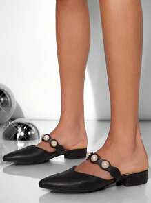 SHUZIA Women Pointed Toe Design Fashionable Flat Shoes, Suitable For Daily Wear And Dating - Black - View 3