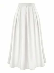 GlowEve Women's Elegant High-Waisted Pleated Skirt, Spring/Summer Maxi Women Fall Cloth For Women - White - View 3