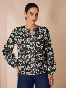 Shutterstock Glamance Women's Office Casual Blouse, Suitable For Autumn And Winter Paisley Blouse Floral Blouse Women Work Tops - Multicolor - View 3