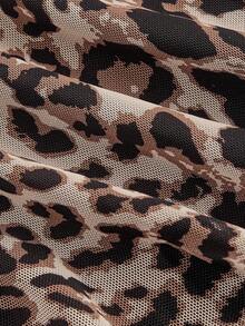 SHEIN MOD Women's Spaghetti Strap Leopard Print Ruffle Hem Tie Front Camisole, Leopard Top,Fall For Women,Halloween Costumes ,Party ,Going Out Tops,Country Concert ,Cheetah Print Top,Leopard Print Top