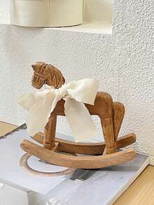 Drewniany koń 1 szt., kreatywny ręcznie rzeźbiony drewniany koń ze wstążką, seria rustykalna w stylu vintage, bujany koń w stylu retro, ozdoba na biurko, upominek dla przyjaciół, akcesoria dekoracyjne - Wielokolorowe - Zobacz 7