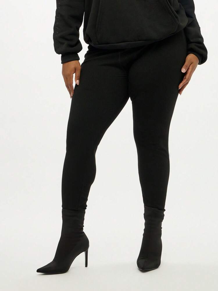 High Waisted Ribbed Leggings With Seamless Design